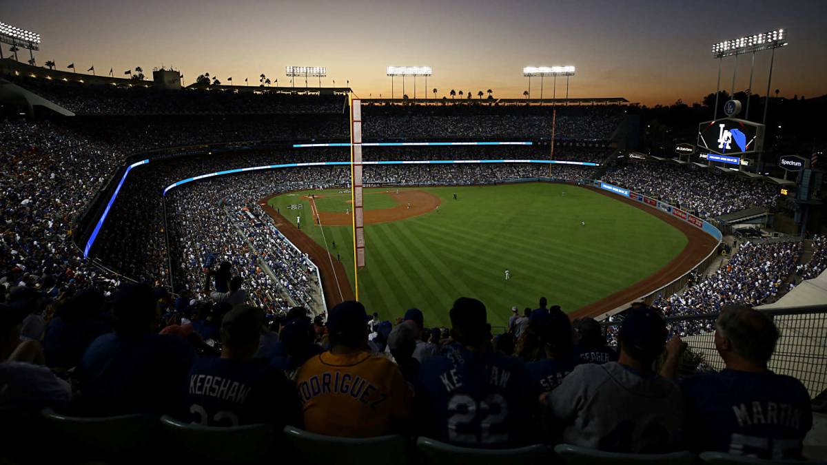 Dodgers Stadium at night view from above