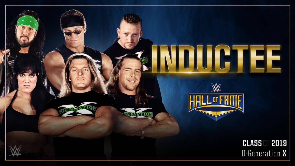 Cartel de WWE que anuncia a D-Generation X como miembro del Salón de la Fama
