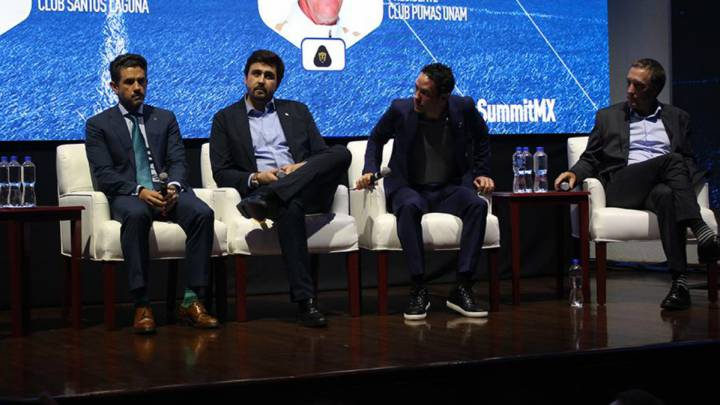 Mexican clubs chairmen talking about the expansion of the Mexican league with the MLS at a sports panel