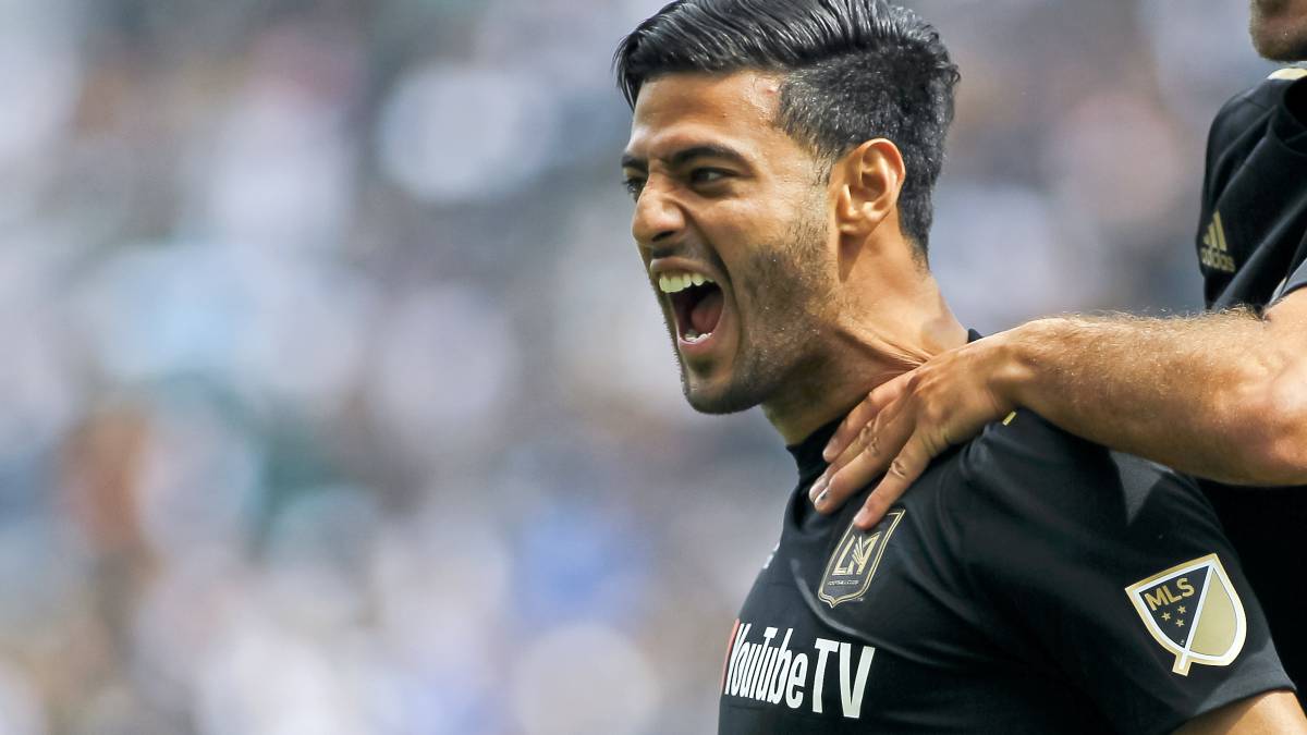 Carlos Vela celebration with LAFC of the MLS after scoring