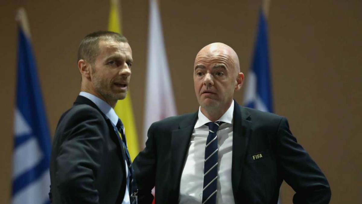 Gianni Infantino president of FIFA with Aleksander Ceferin president of UEFA