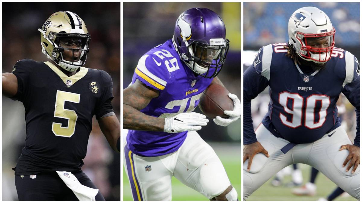 Teddy Bridgewater, Latavius Murray y Malcolm Brown