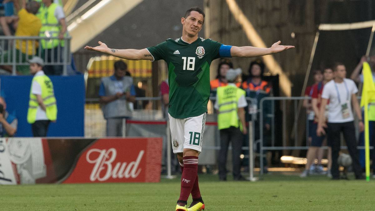 Andrés Guardado during the round of 16 match against Brazil at the 2018 Russian World Cup