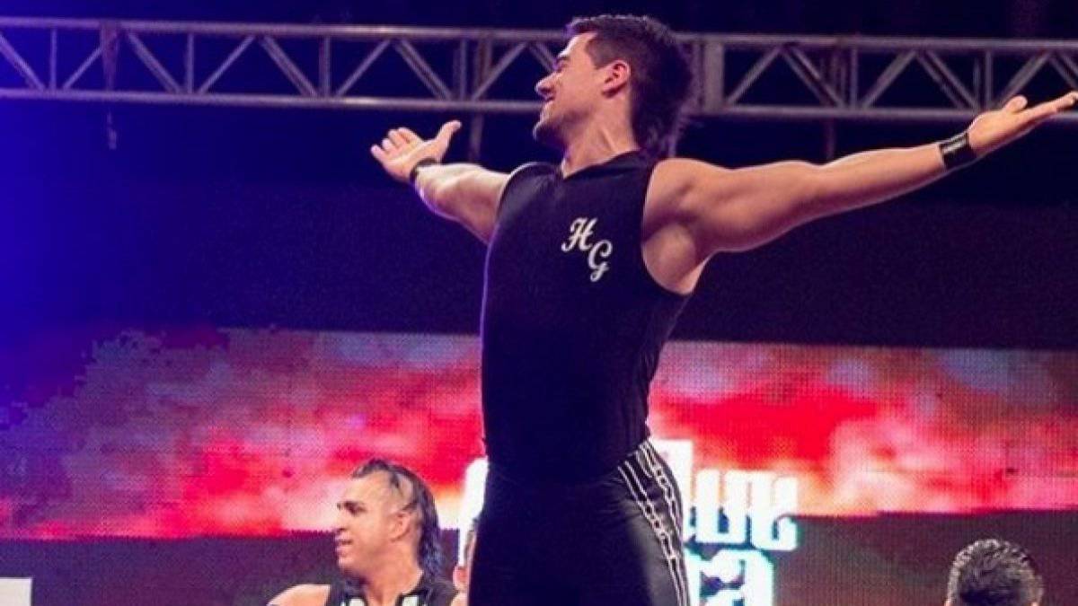 Garza Jr. in the ring celebrating with the public