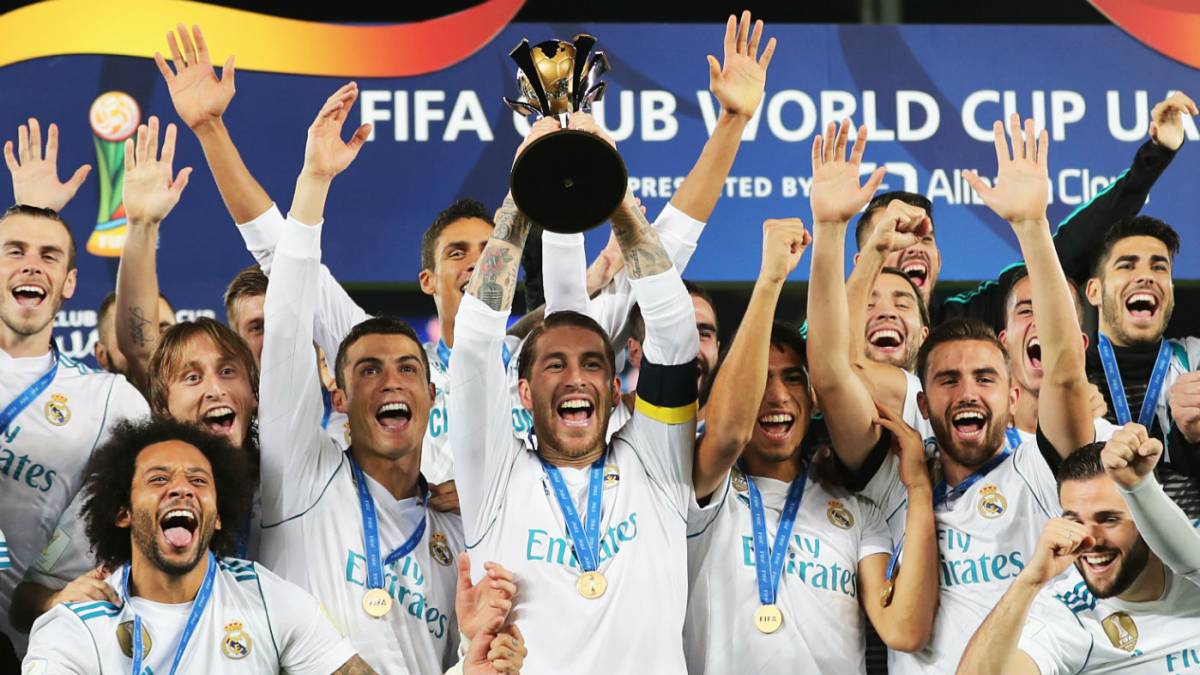 Real Madrid celebrating being champions of the Club World Cup