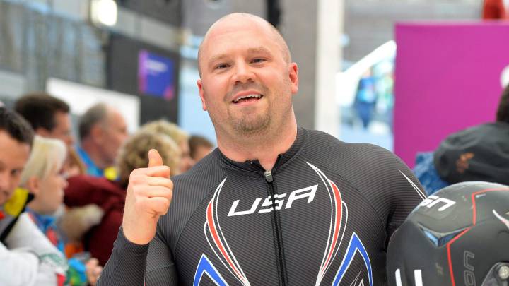 Steven Holcomb after wining in Sochi 2014 Winter Olympic bronze with the USA
