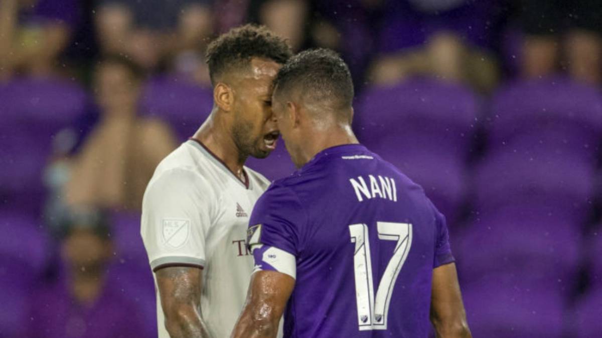 Kellyn Acosta and Nani at it during the game between the Colorado Rapids and Orlando City