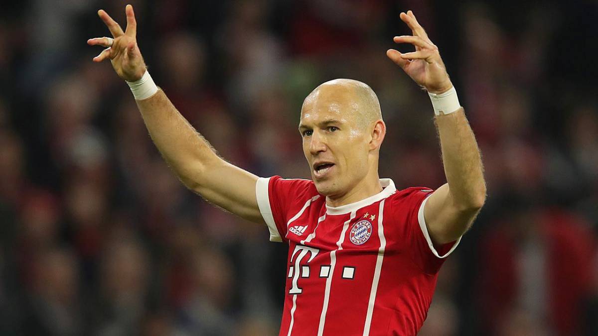 Arjen Robben celebrating with Bayern Munich of the Bundesliga