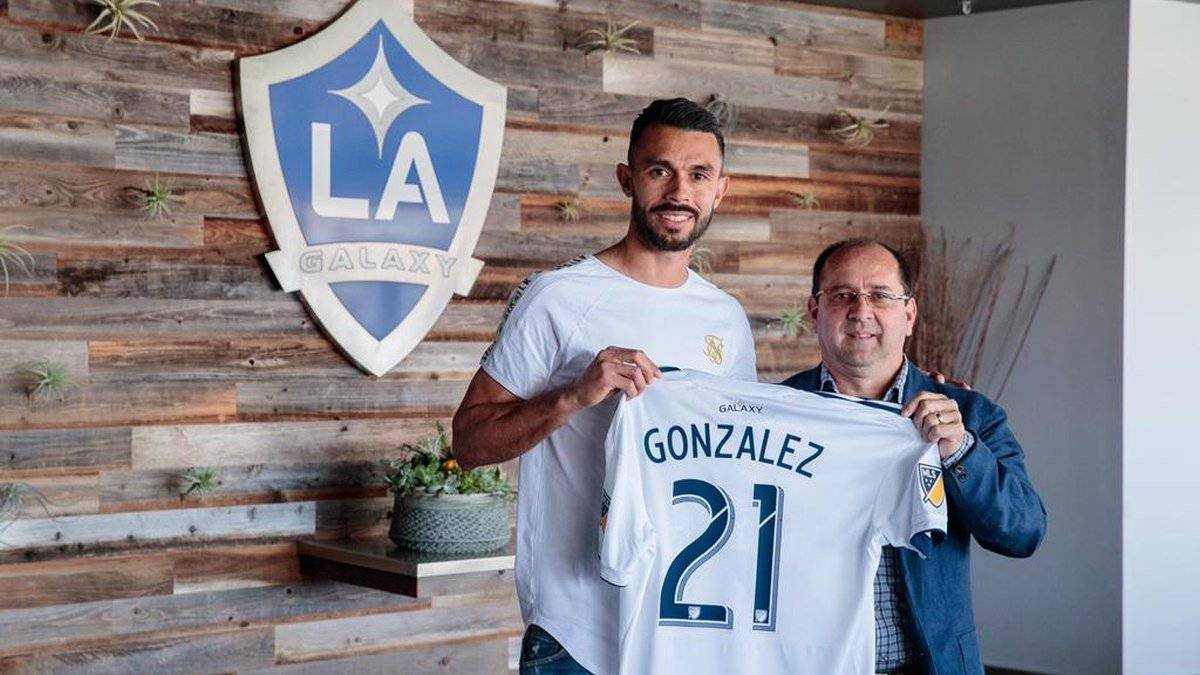 Giancarlo González en su presentación con LA Galaxy