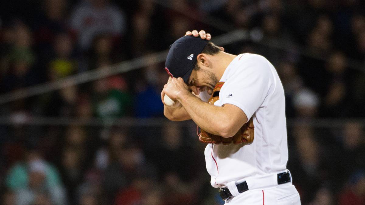 Nathan Eovaldi en partido de Red Sox