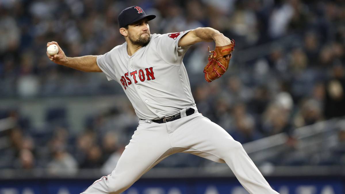 Nathan Eovaldi en partido de Red Sox