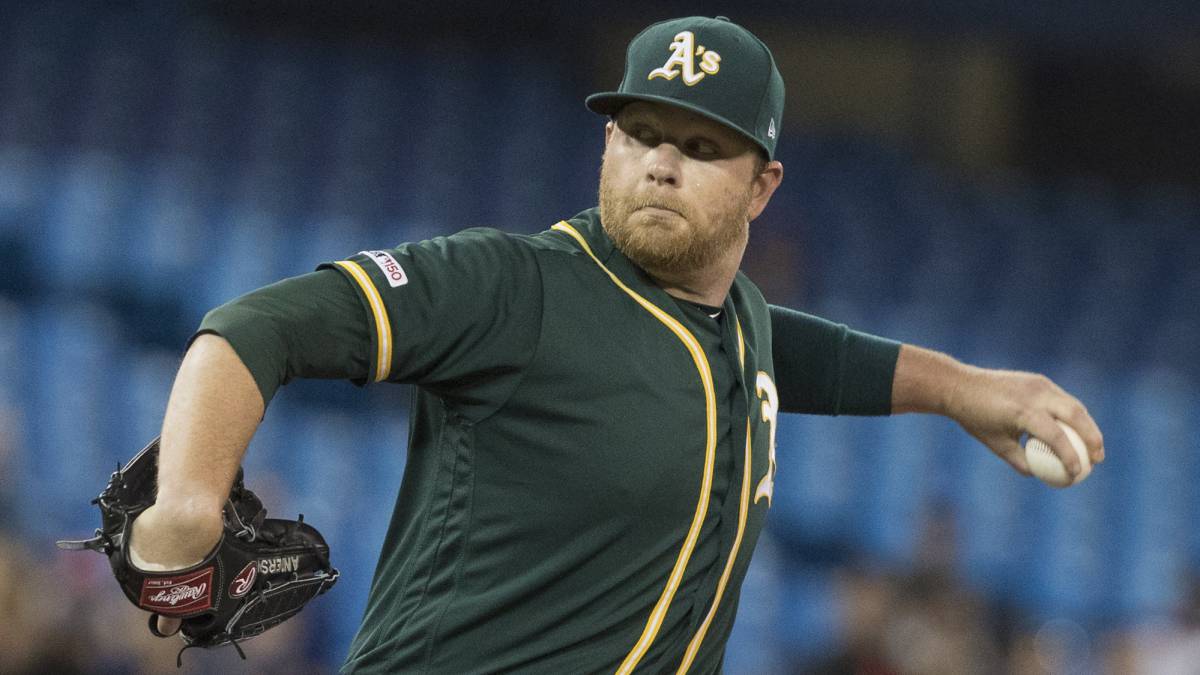 Brett Anderson en partido de Oakland