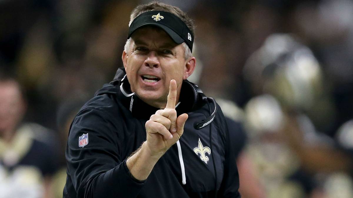Sean Payton en partido de playoffs de los Saints