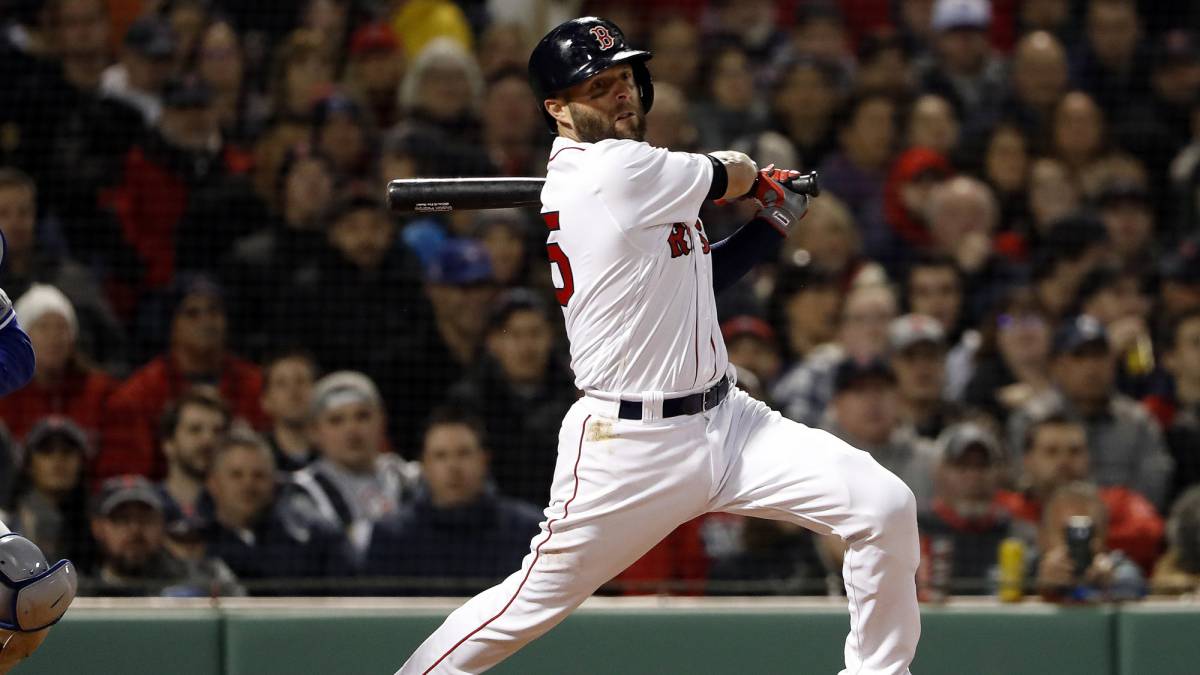 Dustin Pedroia en partido de los Red Sox
