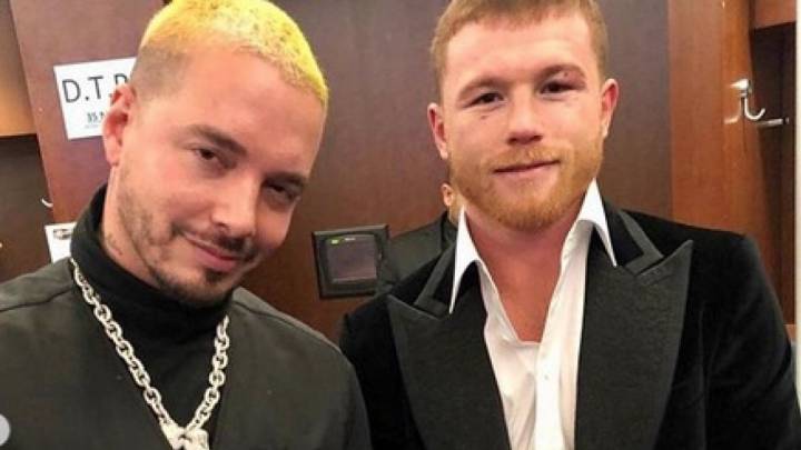 Canelo y J Balvin después de la contienda contra Rocky