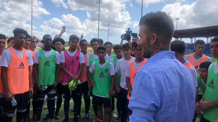 El ex jugador del Manchester United y propietario del Inter Miami aprovechó su visita a Florida para convivir con 150 prospectos de la academia de la futura franquicia de la MLS.