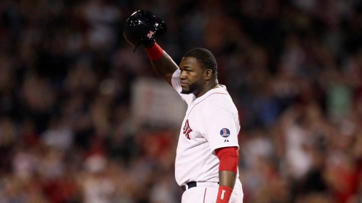 David Ortíz celebrando en un encuentro de los Red Sox.