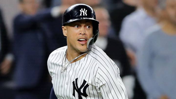 Giancarlo Stanton en partido de los Yankees