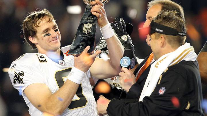 Drew Brees tras ganar el Super Bowl XLIV