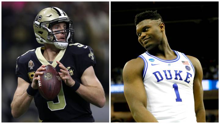 Drew Brees y Zion Williamson