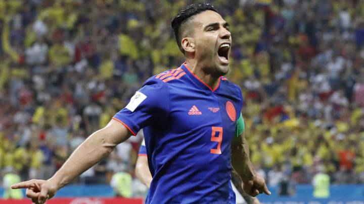 Falcao festeja un gol con la Selección Colombia.