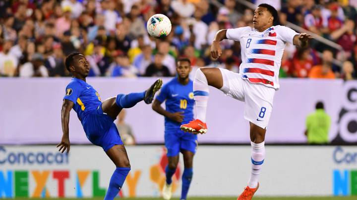Foto de acción durante el partido entre Estados Unidos y Curazao.