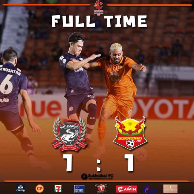Irvin Herrera anotador del primer gol en el empate del Sukhothai