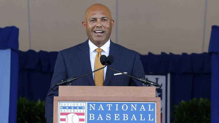 Mariano Rivera en ceremonia de inducción al Salón de la Fama