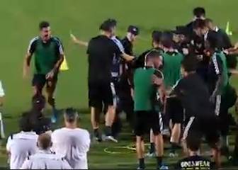 Cristiano jumps into a security guard