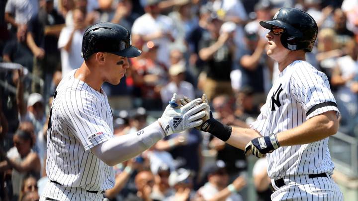 Aaron Judge y DJ LeMahieu en partido de los Yankees