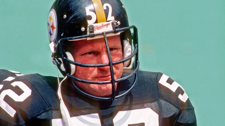 Mike Webster en partido de los Steelers