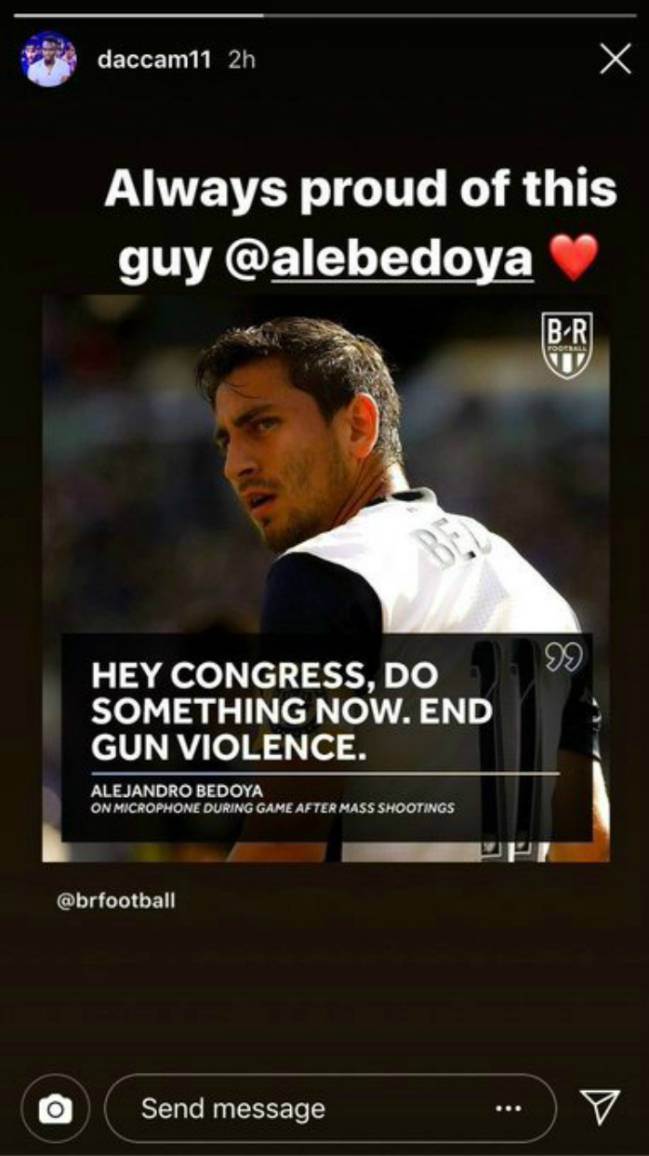 Mensaje de apoyo de David Accam a Bedoya