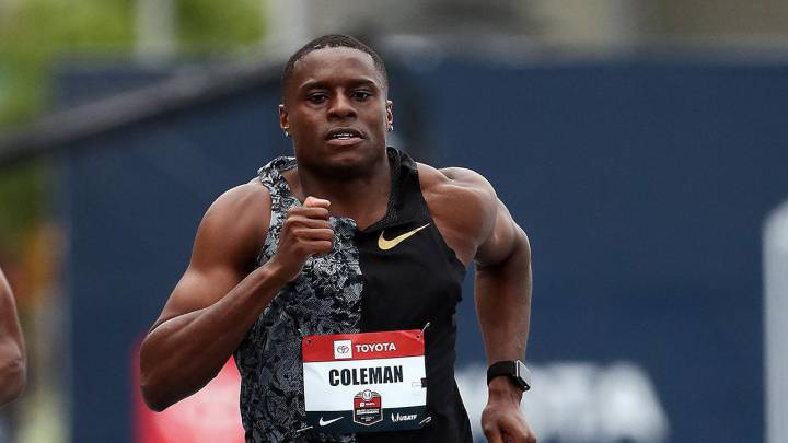 Christian Coleman en competencia de atletismo