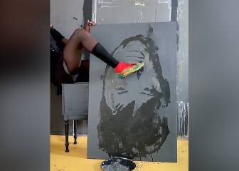 Artista retrata a Neymar Jr. usando sólo sus tenis de fútbol