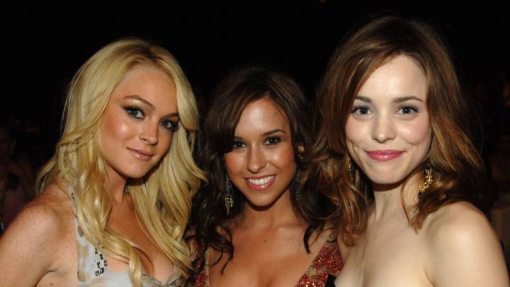 Lindsay Lohan, Lacey Chabert y Rachel McAdams de 'Mean Girls', en los MTV movie awards 2005.