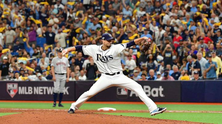 Charlie Morton en partido de Rays