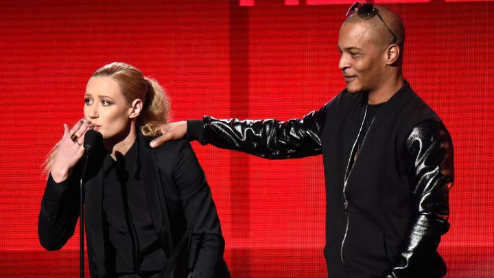 Iggy Azalea y T.I en los American Music Awards en el Nokia Theatre L.A. Noviembre 23, 2014.