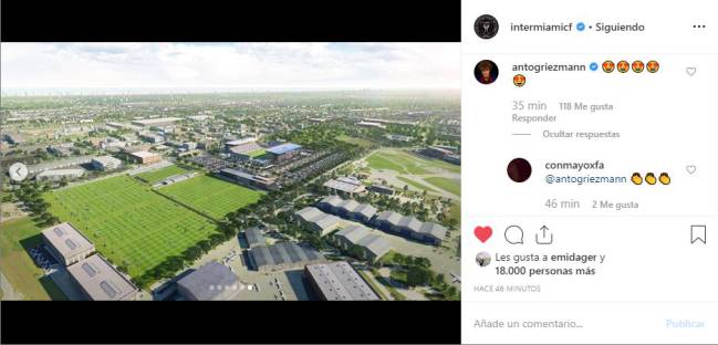 Comentario de Griezmann a la publicación de Inter Miami