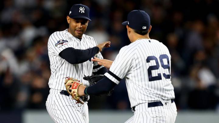 Aaron Hicks y Gio Urshela en la ALCS