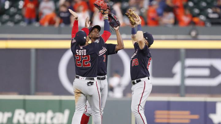 Nationals celebran después de Juego 2 de Serie Mundial