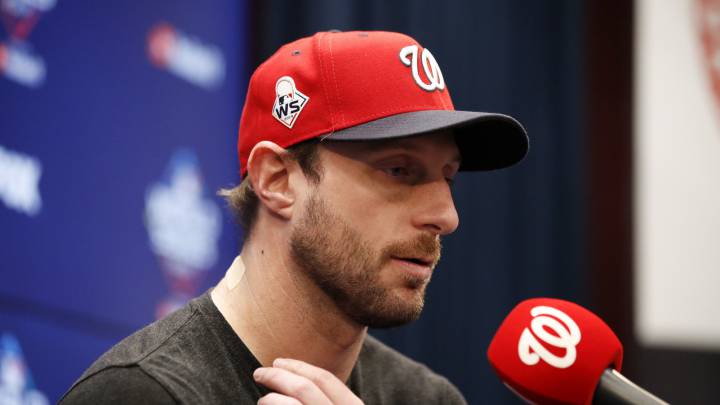 Max Scherzer en conferencia de prensa de Nationals