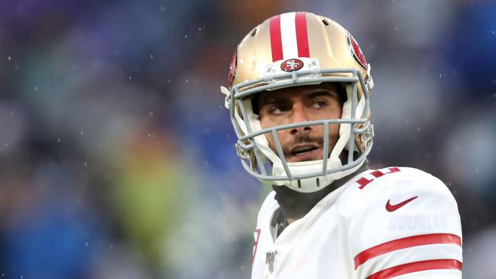 Jimmy Garoppolo en la derrota ante Baltimore