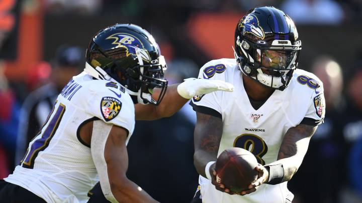 Mark Ingram y Lamar Jackson