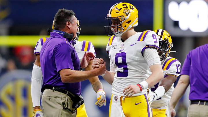 Ed Orgeron y Joe Burrow