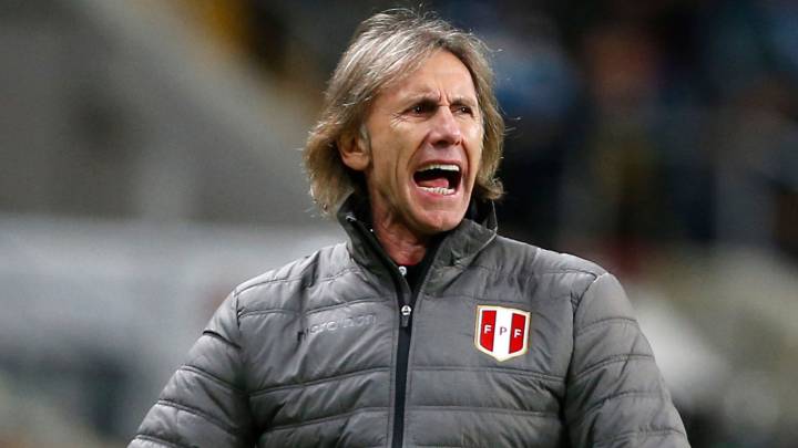 El técnico argentino, Ricardo Gareca, dirigiendo un partido con la Selección de Perú.