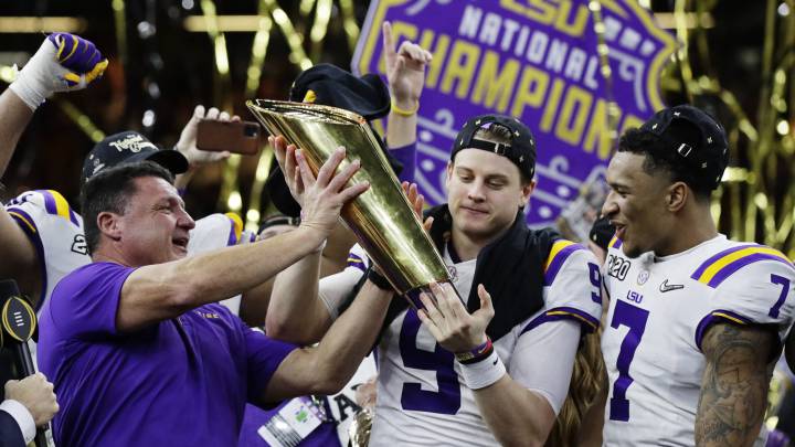 Joe Burrow celebra campeonato con LSU