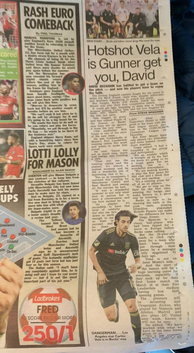 Nota de The Sun sobre el debut de Inter Miami