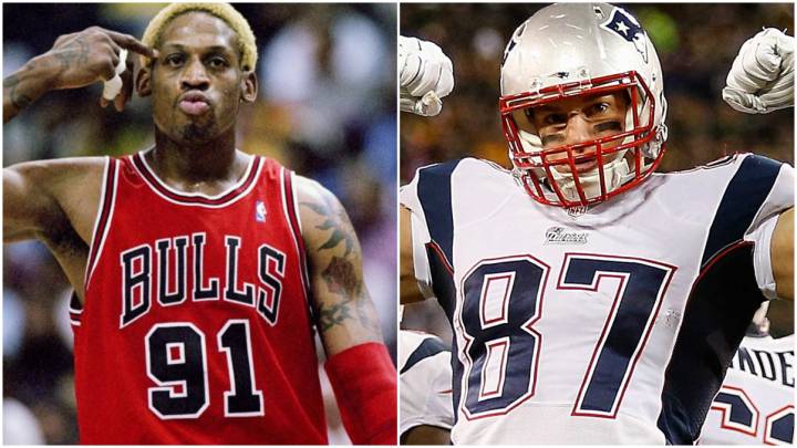 Dennis Rodman y Rob Gronkowski