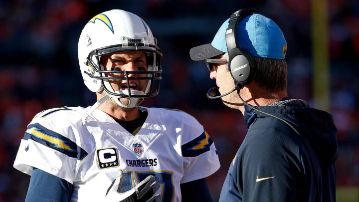 Philip Rivers y Frank Reich con los Chargers