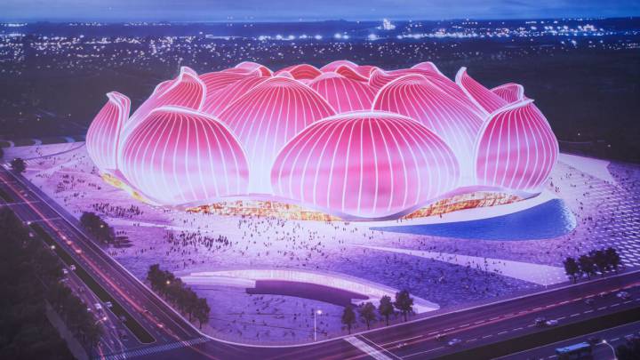 Guangzhou inicia construcción de estadio en forma de flor de loto